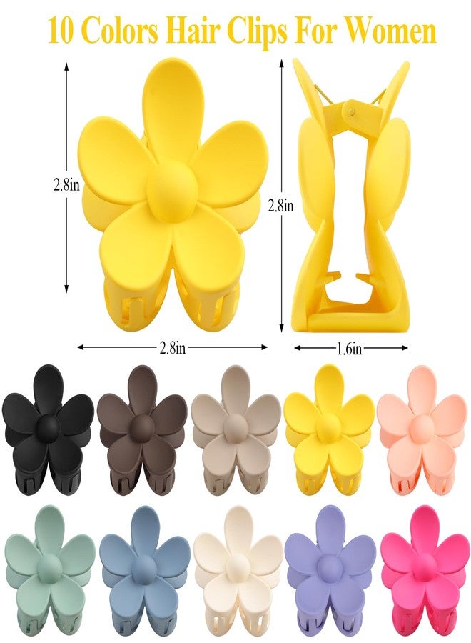 vivinin Flower Claw Clip 10 PCS Claw Clips, Hair Clips for Women Non Slip for Thick Hair Women Girls Gifts, 10 Colors - Image 2